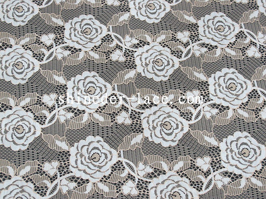 Tissu de dentelle de jacquard attaché par nylon de modèle de conception de fleur par la cour