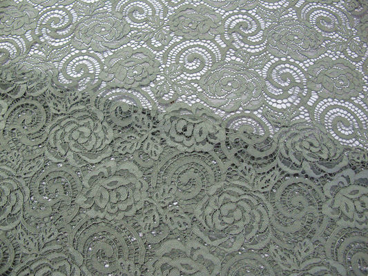 Tissu en nylon de dentelle de fleur tricoté pour le vêtement avec la dentelle de Non-Bout droit