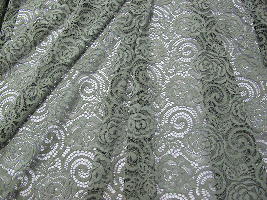 Tissu en nylon de dentelle de fleur tricoté pour le vêtement avec la dentelle de Non-Bout droit