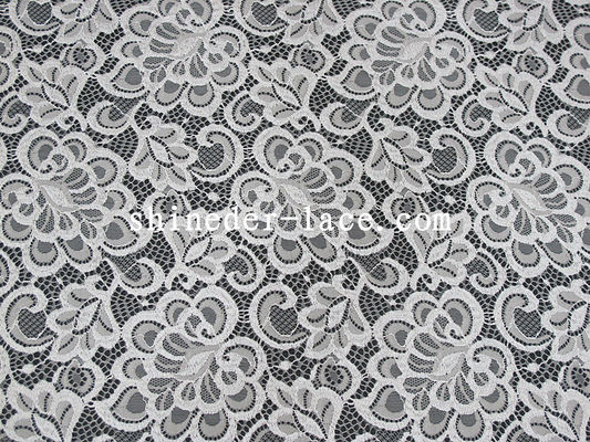 conception en nylon de fleur blanche de tissu de dentelle de largeur de 150cm pour la robe