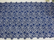 Travail manuel brodé floral de tissu de dentelle de corde de bleu royal pour la robe de femme